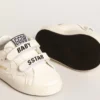 Ensemble « Baby School » en cuir nappa blanc avec languette de talon en cuir rose