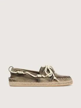 Espadrilles Cruise pour homme en toile vert militaire avec lacets de randonnée blancs
