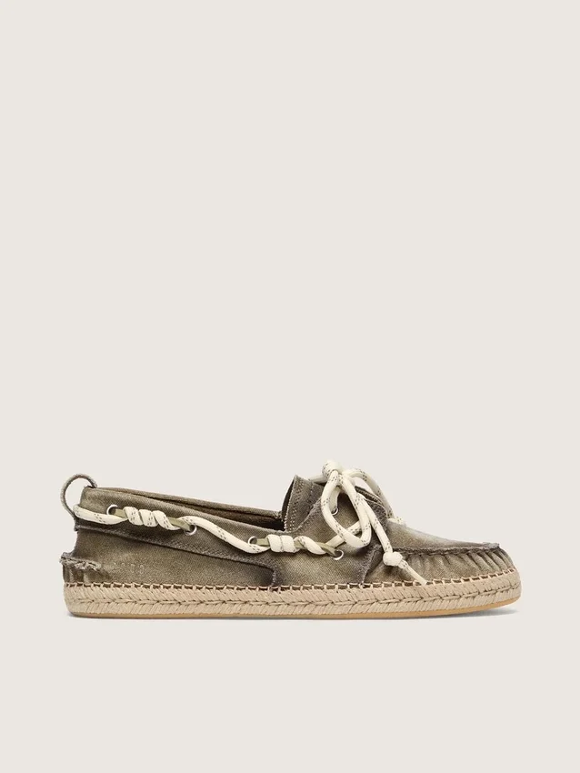 Espadrilles Cruise pour homme en toile vert militaire avec lacets de randonnée blancs