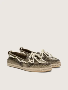 Espadrilles Cruise pour femme en toile vert militaire avec lacets de randonnée blancs