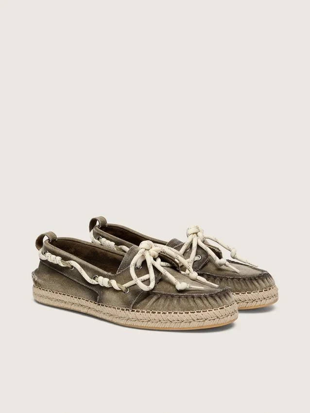 Espadrilles Cruise pour homme en toile vert militaire avec lacets de randonnée blancs