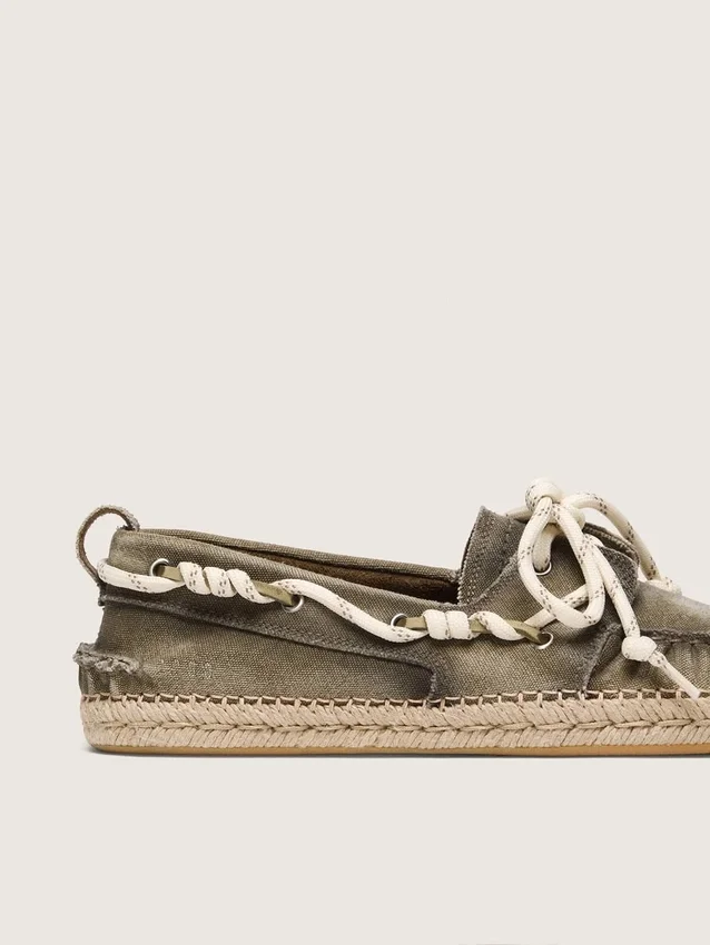 Espadrilles Cruise pour homme en toile vert militaire avec lacets de randonnée blancs