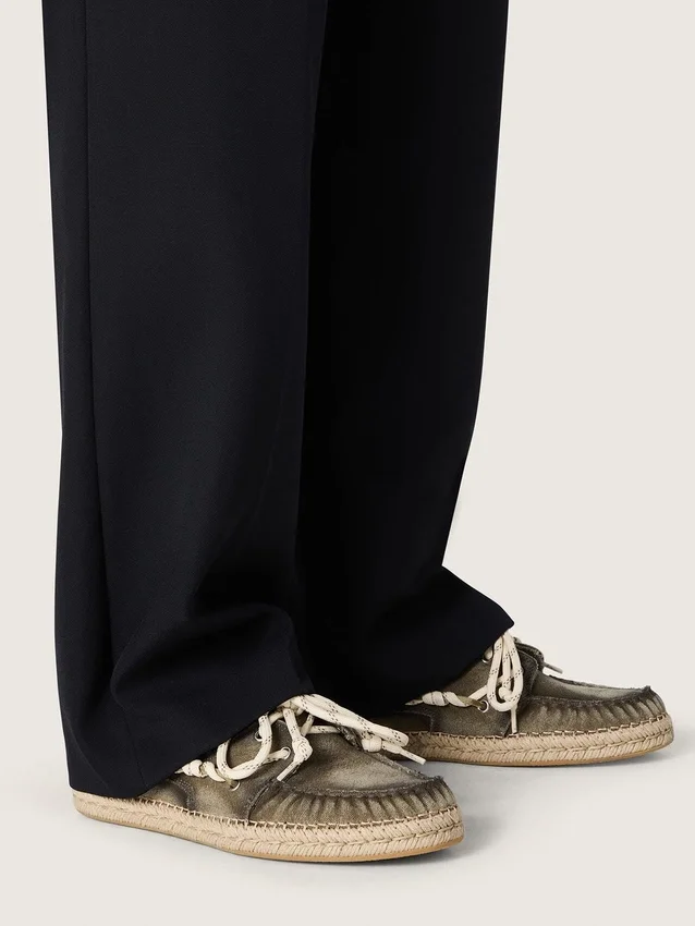 Espadrilles Cruise pour homme en toile vert militaire avec lacets de randonnée blancs