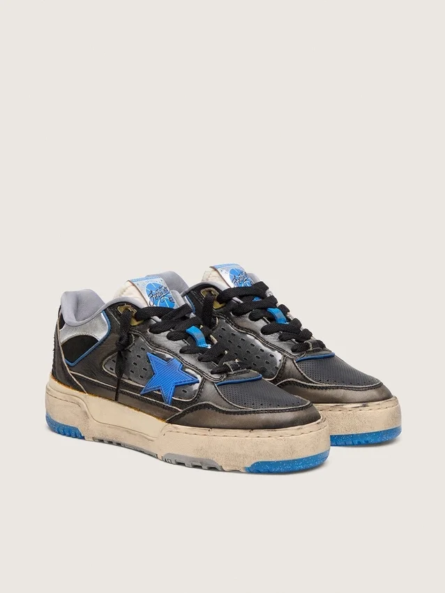 Forty2 pour femme en caoutchouc mousse noir et cuir, avec étoile en TPU et languette de talon en cuir noir