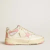 Forty2 pour homme avec étoile rose et languette de talon en cuir blanc