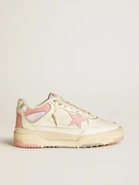 Forty2 pour homme avec étoile rose et languette de talon en cuir blanc