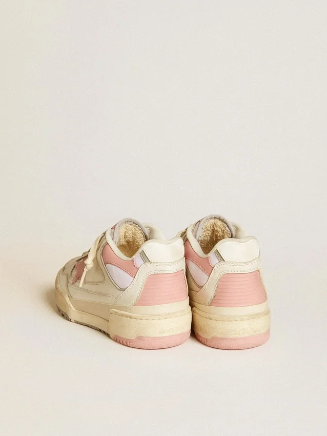 Forty2 pour homme avec étoile rose et languette de talon en cuir blanc