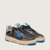 Forty2 pour homme en caoutchouc mousse noir et cuir, avec étoile en TPU et languette de talon en cuir noir