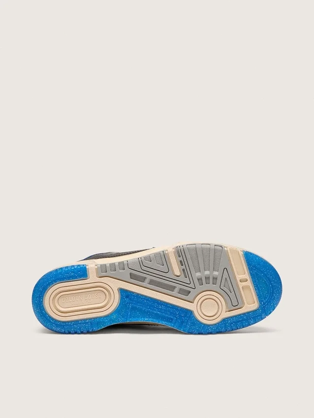 Forty2 pour homme en caoutchouc mousse noir et cuir, avec étoile en TPU et languette de talon en cuir noir