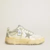 Forty2 pour femme en cuir blanc avec lacets ornés de cristaux Swarovski et d’une étoile en TPU grise
