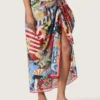 Foulard en coton à imprimé multicolore