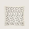 Foulard vintage en soie blanche à motif floral noir
