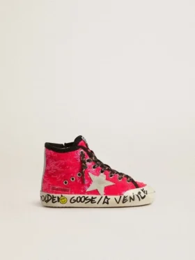 Francy Junior à paillettes avec étoile en daim gris glacé et lacets à imprimé animalier