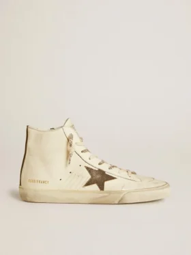 Francy Penstar en nappa avec étoile en daim noir et languette de talon en coton