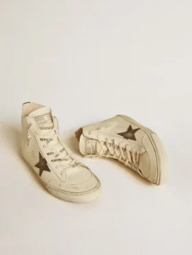 Francy Penstar en nappa avec étoile en daim noir et languette de talon en coton