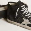 Francy Penstar en toile noire avec étoile en daim blanc et languette de talon en daim noir