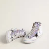 Francy Penstar LAB pour femme avec étoile en cuir noir et clous multicolores