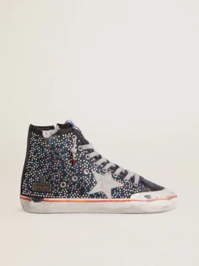 Francy Penstar LAB pour homme en toile noire avec strass multicolores