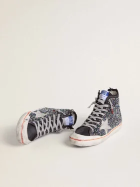 Francy Penstar LAB pour homme en toile noire avec strass multicolores