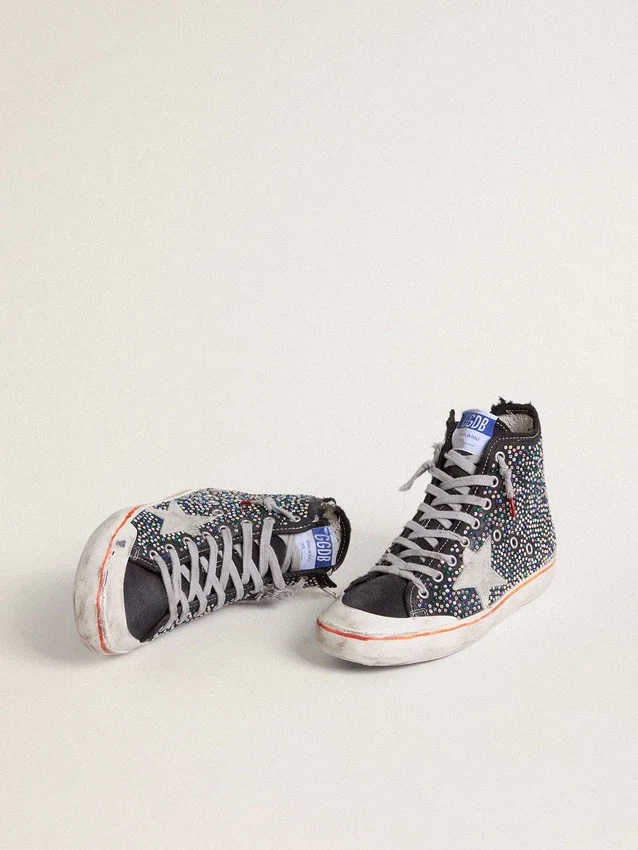 Francy Penstar LAB pour homme en toile noire avec strass multicolores