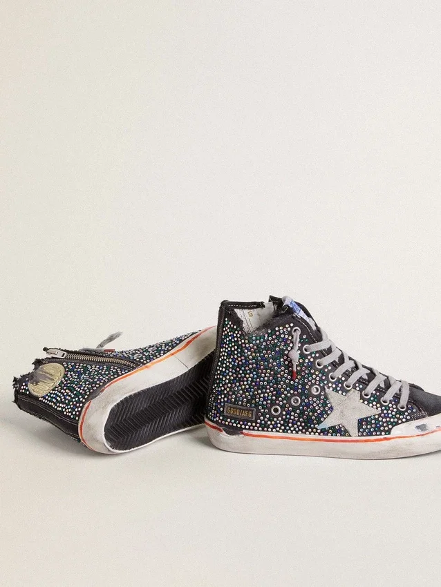 Francy Penstar LAB pour homme en toile noire avec strass multicolores