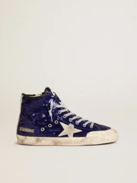 Francy Penstar pour femme en paillettes bleu vif avec étoile en daim gris glacé