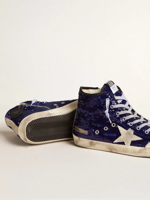Francy Penstar pour femme en paillettes bleu vif avec étoile en daim gris glacé