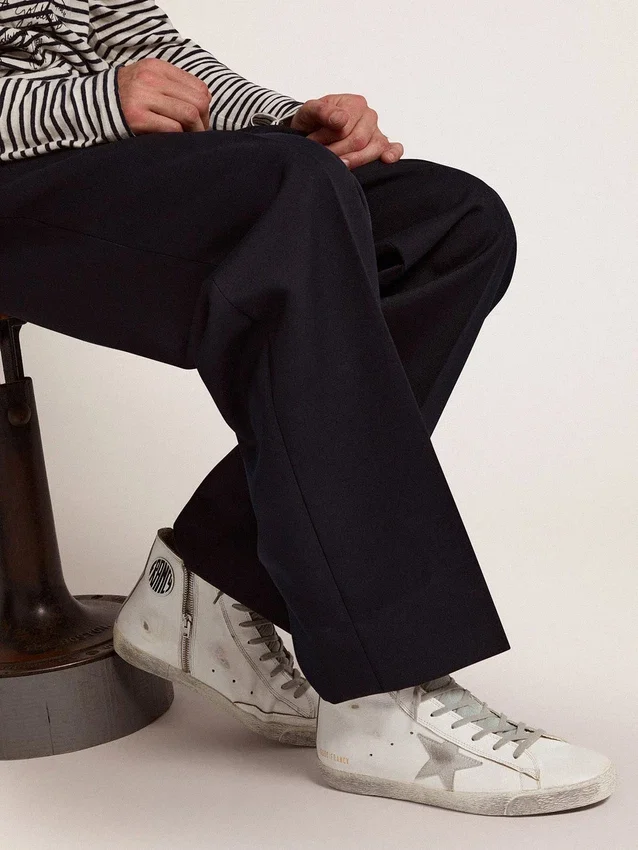 Francy pour homme en cuir avec étoile en daim argenté
