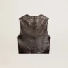 Gilet en cuir noir pour femme avec clous à effet dégradé