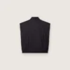 Gilet pour homme en sergé de coton bleu foncé avec fermeture à glissière et étiquette imprimée d’un drapeau