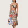 Jupe en coton pour femme à imprimé multicolore