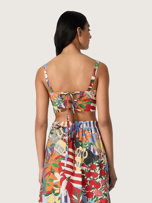 Haut en coton pour femme à imprimé multicolore