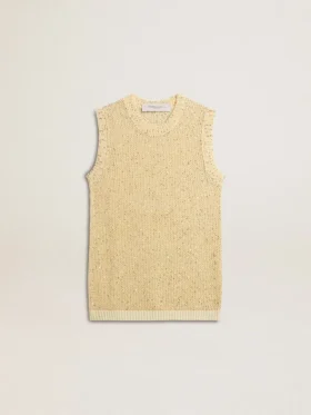 Haut en maille ajourée avec paillettes et détails contrastés