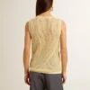 Haut en maille ajourée avec paillettes et détails contrastés