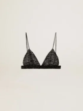 Haut noir en crochet pour femme avec cristaux
