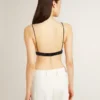 Haut noir en crochet pour femme avec cristaux