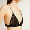 Haut noir en crochet pour femme avec cristaux