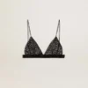 Haut noir en crochet pour femme avec cristaux