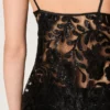 Haut pour femme en tulle noir à motif floral en paillettes noires