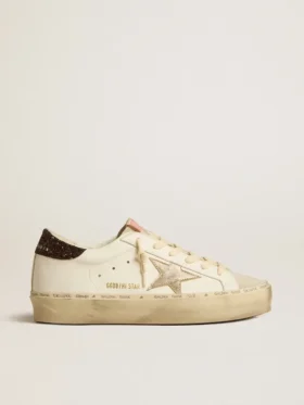 Hi Star avec étoile en cuir métallisé platine et languette de talon pailletée