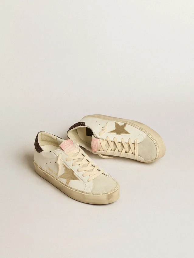 Hi Star avec étoile en cuir métallisé platine et languette de talon pailletée