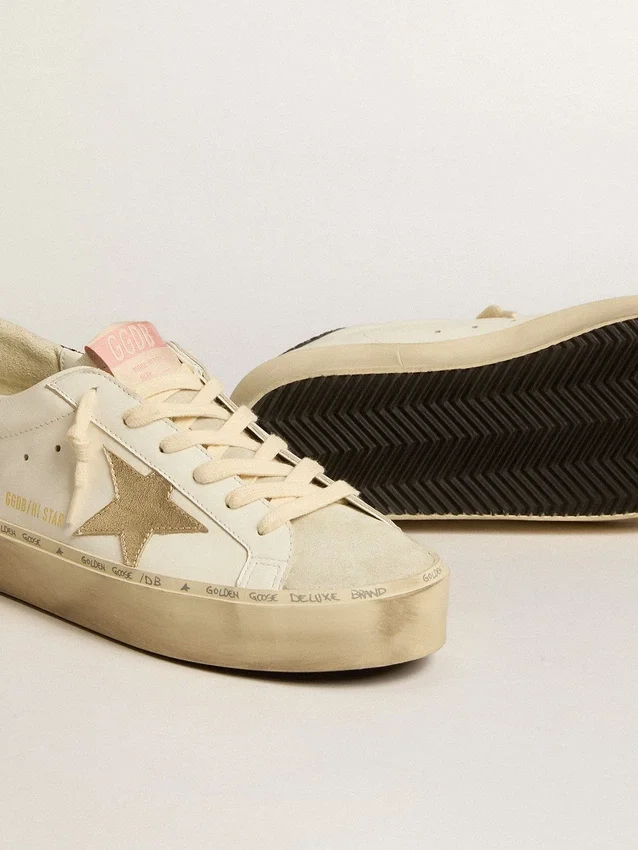 Hi Star avec étoile en cuir métallisé platine et languette de talon pailletée