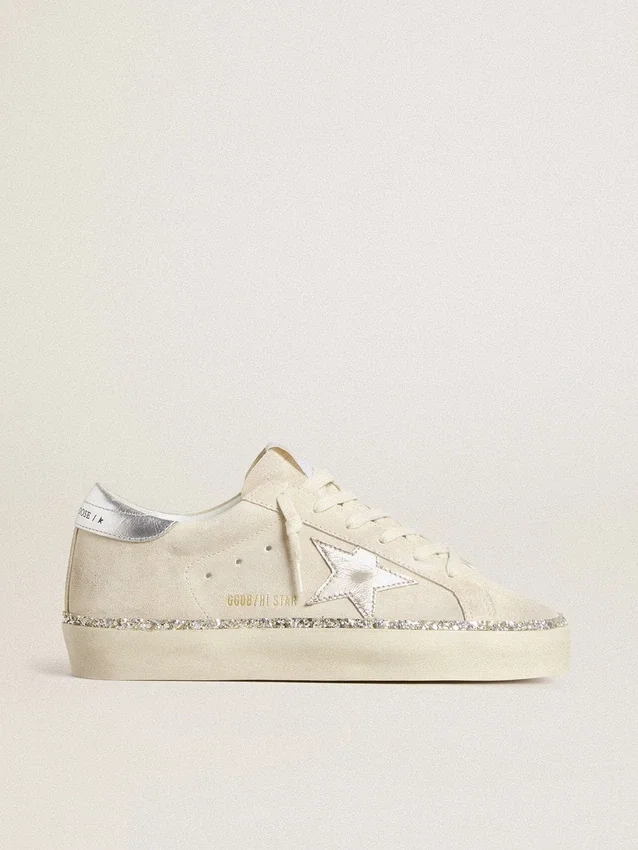Hi Star en daim avec étoile et languette de talon en cuir métallisé argenté