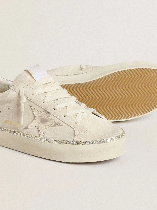 Hi Star en daim avec étoile et languette de talon en cuir métallisé argenté