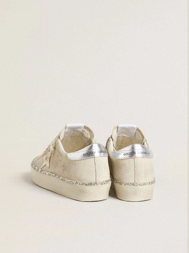 Hi Star en daim avec étoile et languette de talon en cuir métallisé argenté