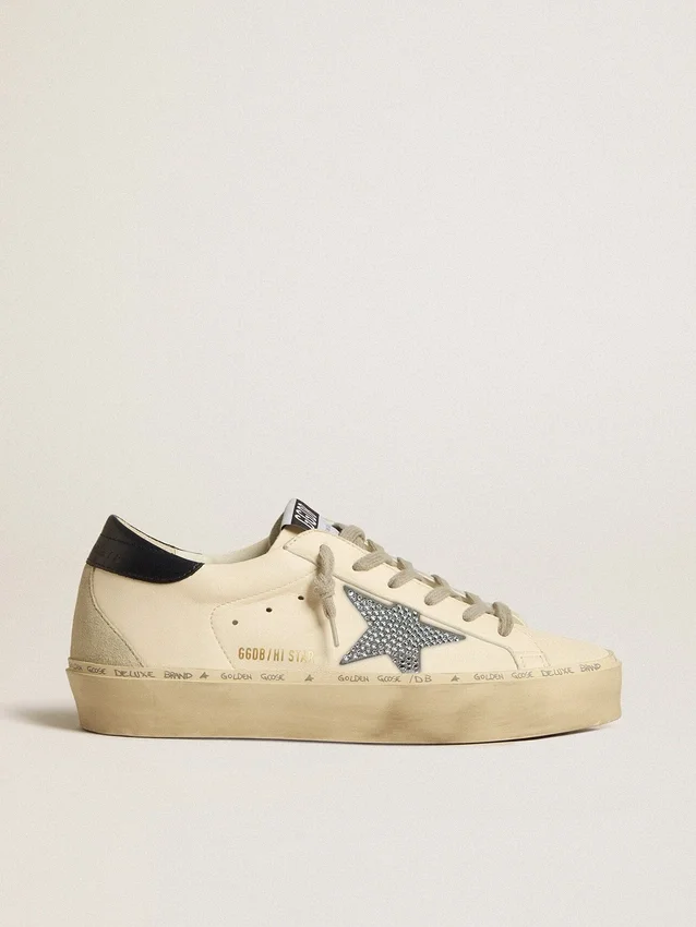 Hi Star en nappa avec étoile en cristal Swarovski et languette de talon en cuir bleu foncé