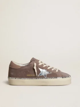 Hi Star pour femme en daim avec étoile en cuir argenté et languette de talon en cuir