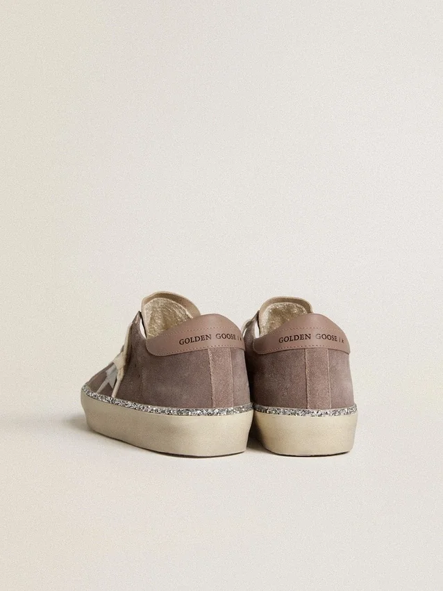 Hi Star pour femme en daim avec étoile en cuir argenté et languette de talon en cuir