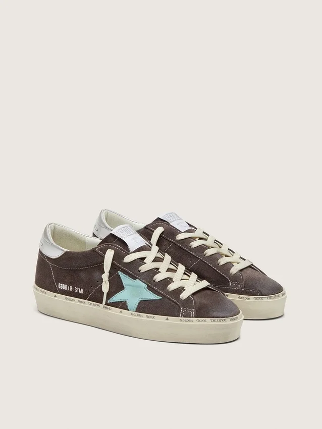 Hi Star pour femme en daim gris foncé avec étoile vert aqua