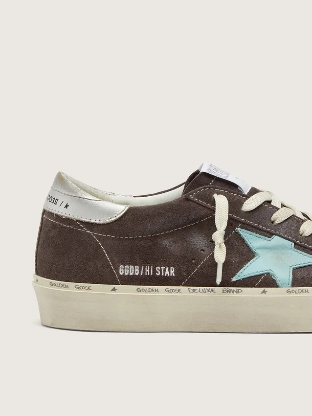 Hi Star pour femme en daim gris foncé avec étoile vert aqua